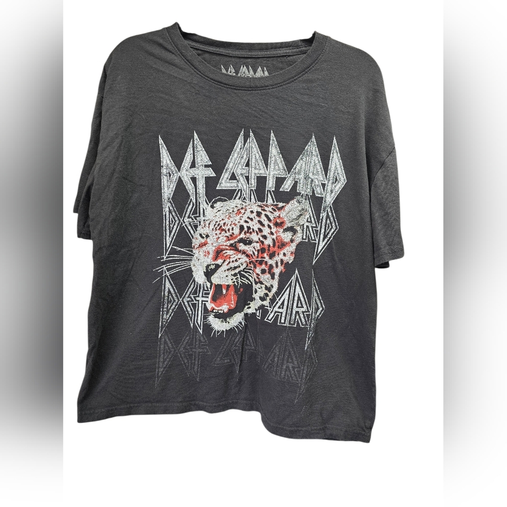Def Leppard Graphic T-Shirt XXL Charcoal Grey Cotton Rock Band Tee 2023 Licensed